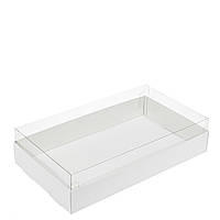 Коробка для десертів "Акваріум" з ПВХ кришкою 300х170х70 біла