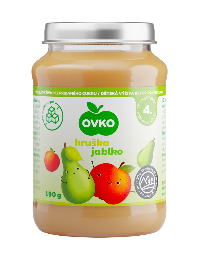 Пюре Яблуко-груша без додавання цукру 190гр.  т.м. "OVKO"