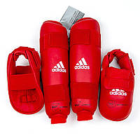 Защита голени и стопы Adidas с лицензией WKF красная размер XS