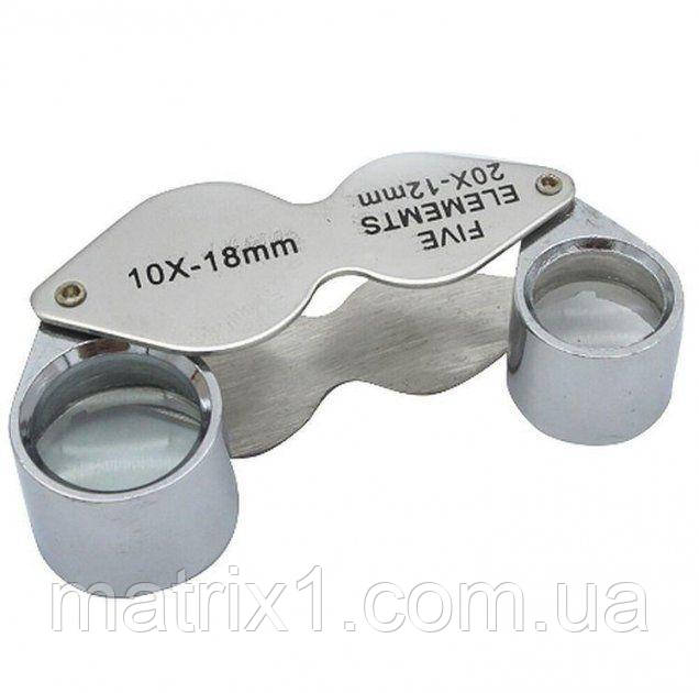 Кишенькова ювелірна лупа у футлярі 10 та 20 кратна, фото 1