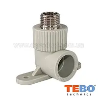 Угольник PPR настенный с наружной резьбой 25х1/2" Tebo