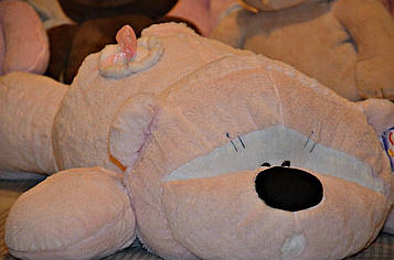 Лежачий ведмедик Физзі Мун 95 см ніжно-рожевий гладкий