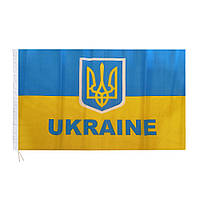 Флаг Украины с гербом и надписью