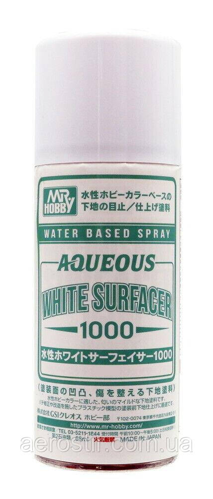 Gunze Sangyo B612Aqueous White Surfacer 1000 Spray Can, фото 1