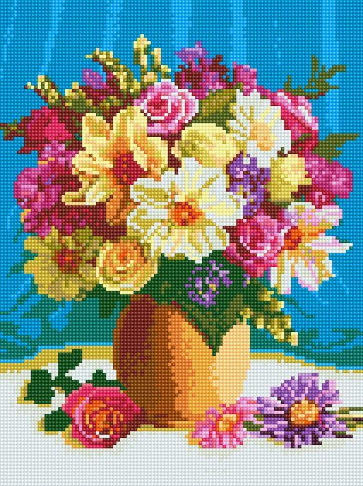 Алмазна вишивка (мозаїка) Rainbow, Квіти "Мелодія квітів" 30*40 см, Rainbow Art EJ1239