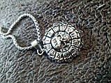 Кулон череп у круглій оправі талісмани прикраси біжутерія хром ланцюжок із кулоном, фото 3