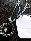 Кулон череп у круглій оправі талісмани прикраси біжутерія хром ланцюжок із кулоном, фото 2