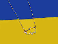 Срібне кольє родоване карта України DARIY 702, фото 2