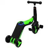 Самокат-беговел-велосипед 3в1 Best Scooter Салатовий зі світловими та звуковими ефектами, фото 5