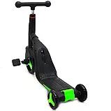 Самокат-беговел-велосипед 3в1 Best Scooter Салатовий зі світловими та звуковими ефектами, фото 4