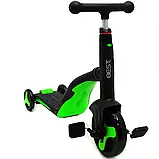 Самокат-беговел-велосипед 3в1 Best Scooter Салатовий зі світловими та звуковими ефектами, фото 7