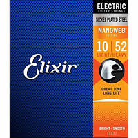 Струни Для Електрогітари Elixir 12077 Nanoweb Nickel Plated Steel Light-Heavy 10/52