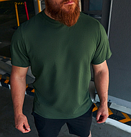Мужская футболка однотонная коттоновая свободного кроя базовая, размер S, M, L, XL, хаки, бордо, черная, серая