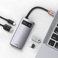 Перехідник Baseus Metal Gleam Series Type-C HUB 4в1 зовнішній адаптер хаб для ноутбука MacBook концентратор