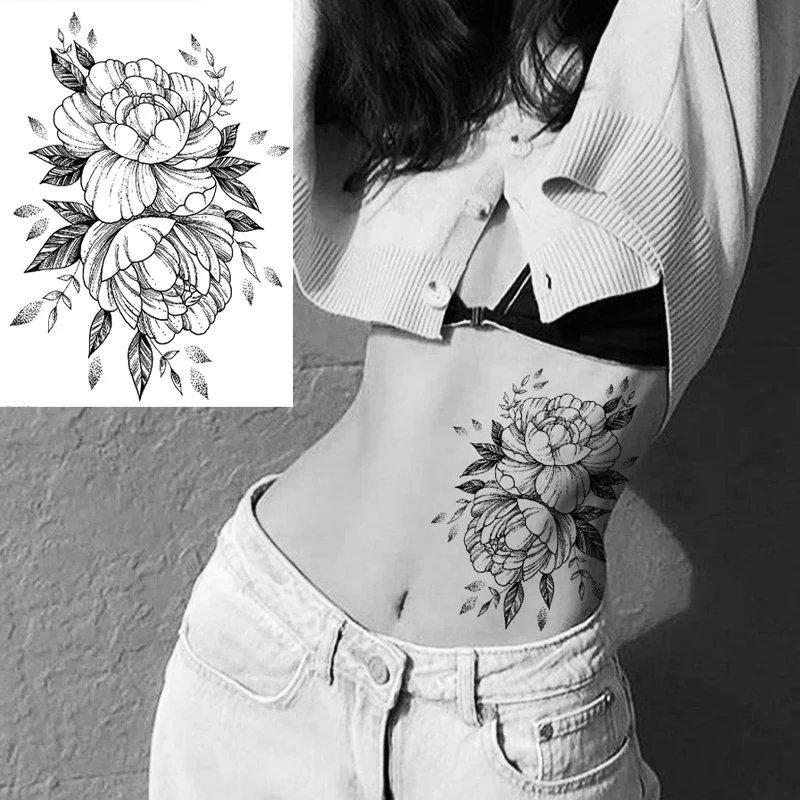 Тату tattoo тимчасове тату наклейка на тіло одноразове літо квітка