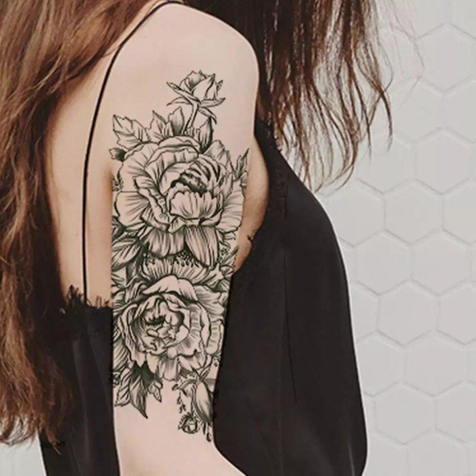 Тату tattoo тимчасове тату наклейка на тіло одноразове літо троянди