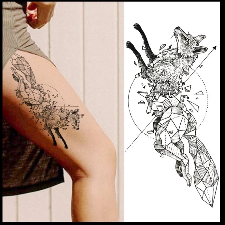 Тату tattoo тимчасове тату наклейка на тіло одноразове літо лиса