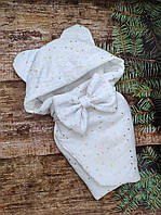 Детский конверт на выписку "Муслиновый медвежонок" белый