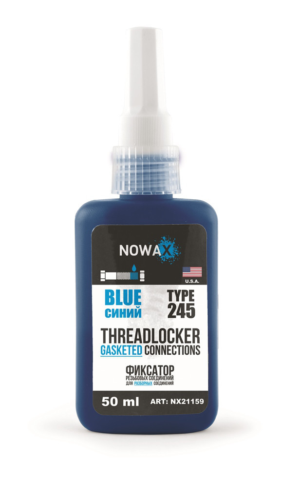 Герметик нарізних з'єднань синій Nowax Threadlocker Blue NX21159 (50 мл.) США