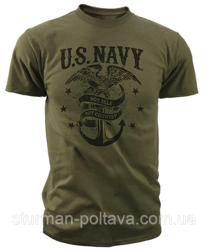 Футболка чоловічий US Navy - "Not Self But Country" девіз - Не Я моя Країна Black Ink Design США роз L