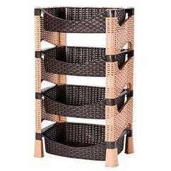 Этажерка VIOLET HOUSE  0740 Роттанг Гелакси CREAM 4-х ярусная (0740 Роттанг Гелакси CREAM)