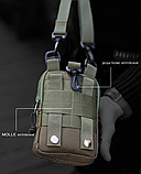 Тактична сумка чохол підсумок через плече HODMAN GREEN маленька під телефон, фото 7