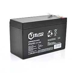 Акумуляторна батарея EUROPOWER AGM EP12-7.2F2 12 V 7,2 Ah ( 150 x 65 x 95 (100) ), 1.8 kg Black Q10