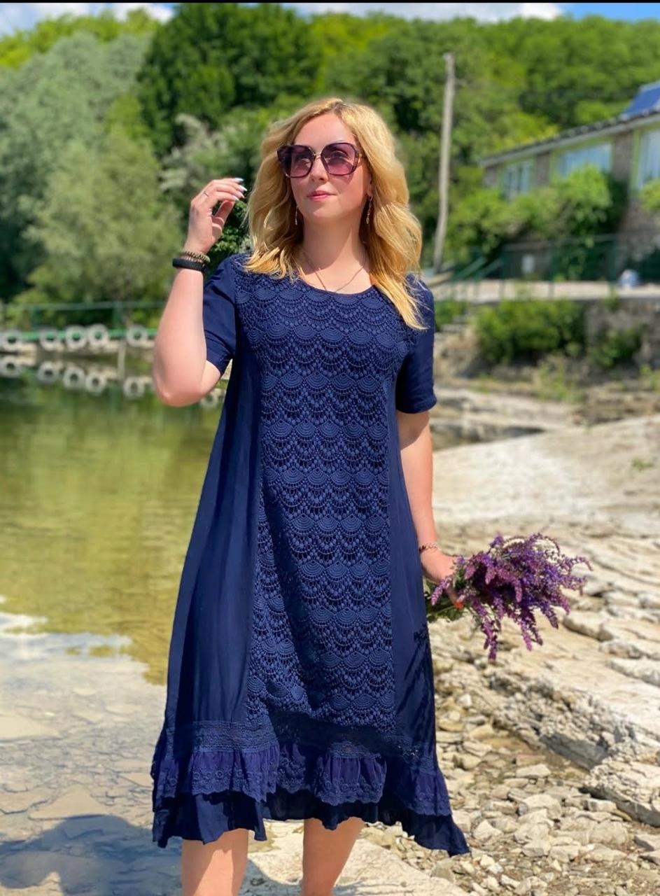 Жіноче літнє плаття з ажуром (з L по XL), фото 1