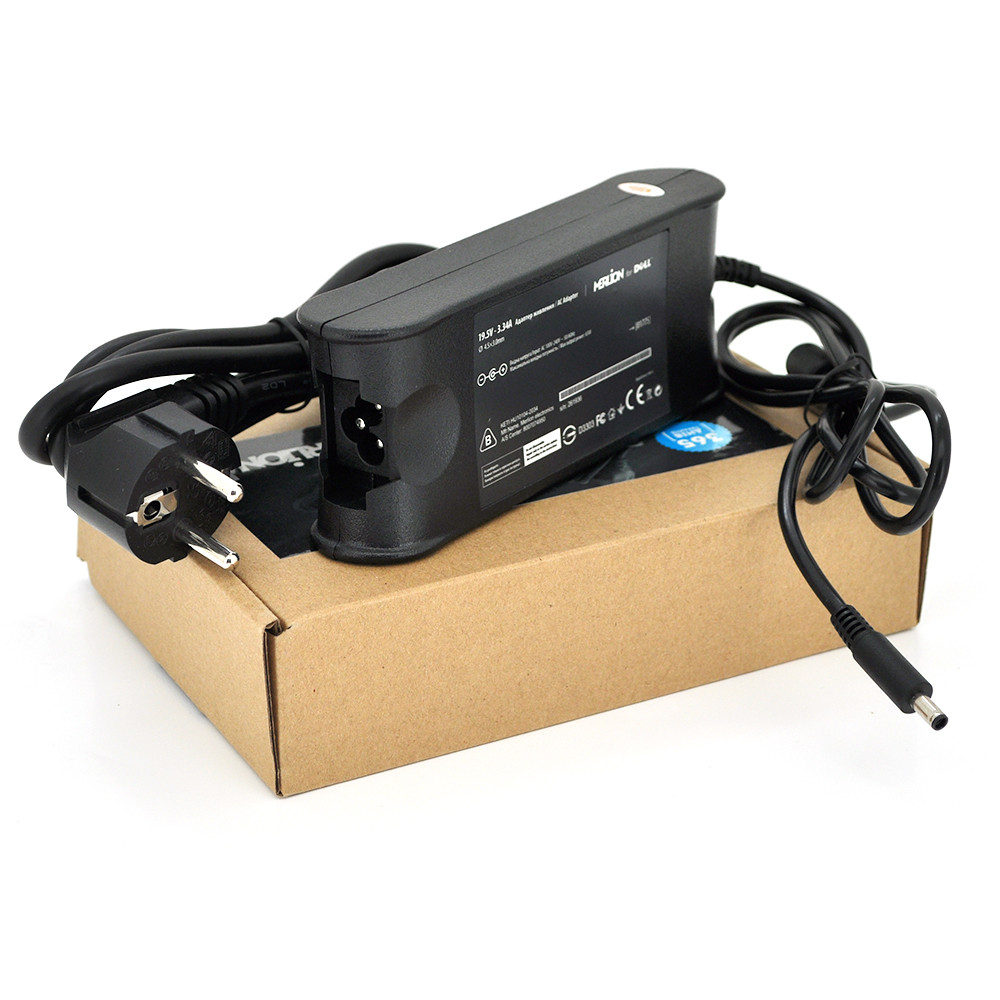 DR Блок живлення MERLION для ноутбука DELL 19.5 V 3.34 A (65 Вт) штекер 4.5*3.0 мм, довжина 0,9 м + кабель живлення, фото 1