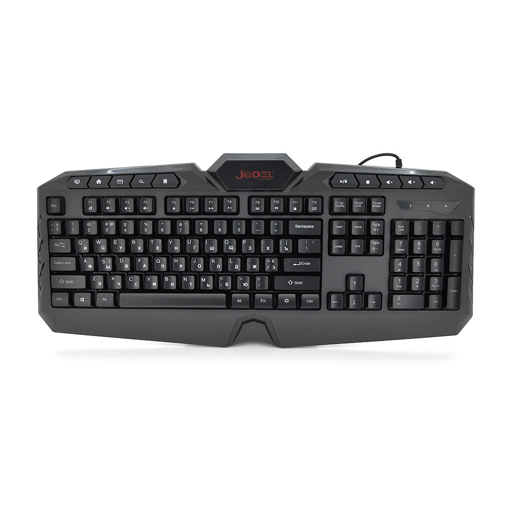 DR Клавіатура з підсвіткою USB JEDEL K504, довжина кабелю 170 см, (Eng/Укр/Рус), (483х188х35 мм) Black, 104 к, Q20, фото 1