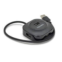 DR Хаб VEGGIEG V-U2405 USB 2.0 4 порти, 480Mbts, живлення від USB, Black, 0,3m, Box