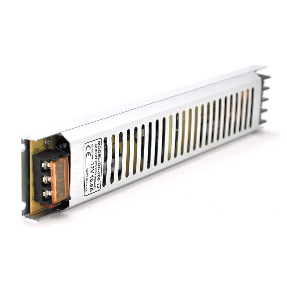 DR Імпульсний блок живлення 12 В 16.6 А (200 Вт) перфорований SLIM, фото 1