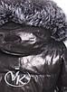 Короткий кожаный пуховик женский с чернобуркой зимний (Арт. ALS202), фото 6
