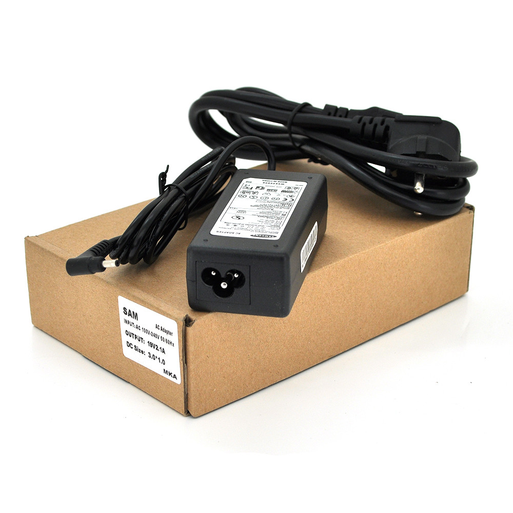 DR Блок живлення MERLION для ноутбука SAMSUNG 19 V 2.1 A (40 Вт) штекер 3,0*1,0 мм, довжина 0.9 м + кабель живлення, фото 1