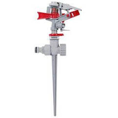 Дощівник пульсувальний із повною або частковою зоною поливу на милиці, коло/сектор поливання до 12 м Brass, Zinc