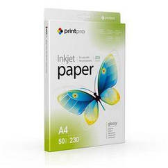 Фотопапір PrintPro глянсовий 230 г/м2 A4 50 л (PGE230050A4)
