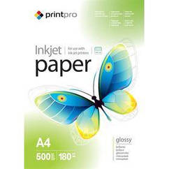 Фотопапір PrintPro глянсовий 180 г/м2 A4 500 л (PGE180500A4)