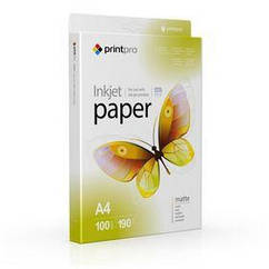 Фотопапір PrintPro матова 190 г/м2 A4 100 л (PME190100A4)