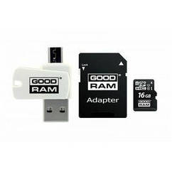 MicroSDHC  16GB UHS-I Class 10 Goodram + SD-adapter + OTG Card reader (M1A4-0160R12)