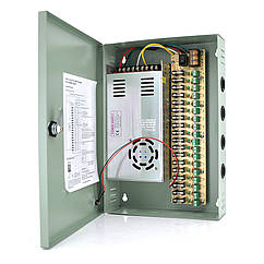 Импульсный блок питания 12V-30A/18CH в боксе с замком перфорированный, 18-ти канальный, Q14