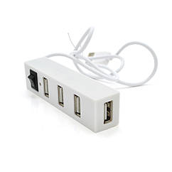 DR Хаб YT-HUB4-W USB 2.0 4 порта, White, 480Mbts питание от USB, Blister Q200