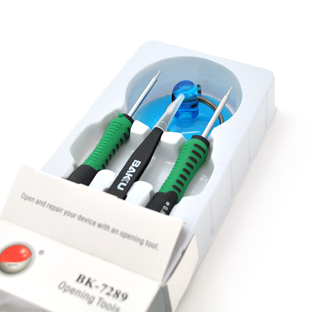 DR Набір інструментів BAKKU BK-7289-A для iPhone (+1.3, зірка 0.8, пінцет прямий, присосок), Blister-box, фото 1