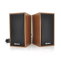 DR Колонки 2.0 Kisonli T-002A для ПК і ноутбука, USB + 3.5 mm, 2x3W, 20Hz- 20KHz, Brown, BOX, Q30