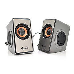 DR Колонки 2.0 Kisonli T-007 для ПК і ноутбука, USB + 3.5 mm, 2x3W, 20Hz-20KHz, Gray, BOX, Q40
