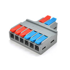 DR Клемна колодка з натискними затискачами 2х6-дроти LT-626 для розподільних коробок, 450V/32A, сіра
