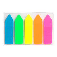 Закладки пластиковые NEON 5 цветов, 12х45 мм, 125 шт.стрелка, ассорти Акцент d2450-02