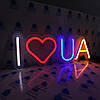 Неонова Led вивіска I love Ukraine 500х170 мм різнокольорова з диммером, фото 4