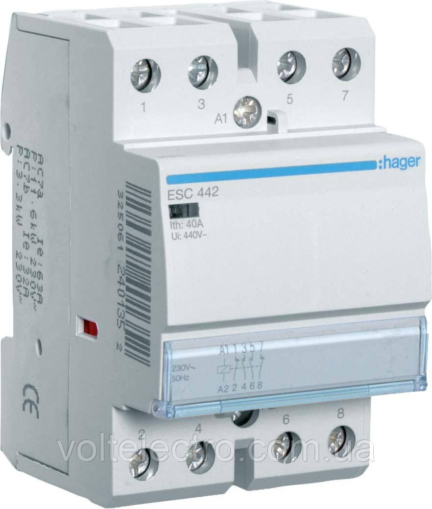 Контактор 40A ESC442 (2НО+2НЗ, 230В) 3м Hager