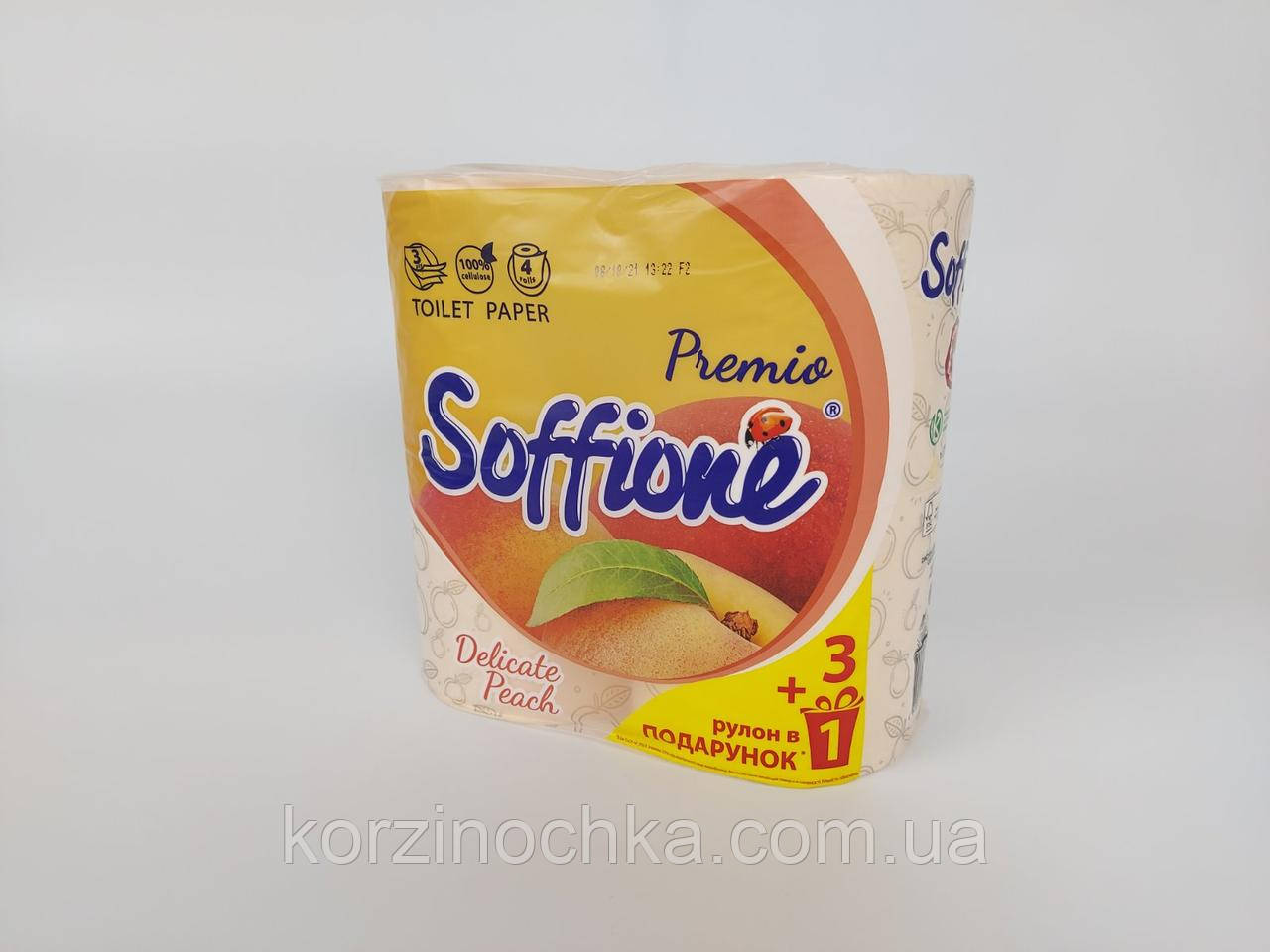 Туалетний папір SOFFIONE AROMA(2 слоя)(4 рул.пач)біла з ароматом ПЕРСИК