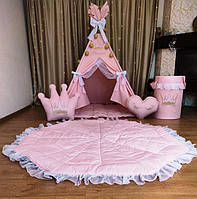 Намет дитячий Вігвам для дітей курінь для ігор Принцеса VIP БОН БОН + кошик + коврик Повний комплект!